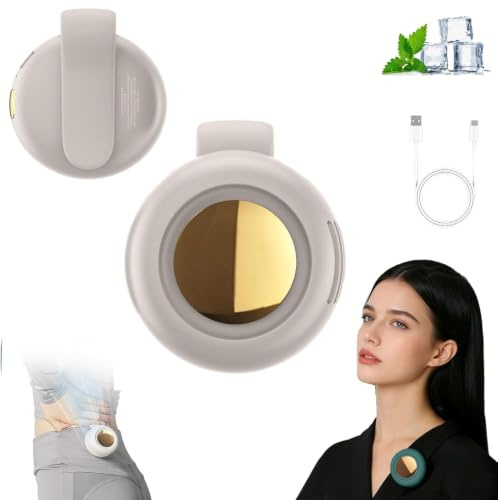 Natwo Portable Silent Mini Bladeless Electric Fan, Mini Whirlwind Fan for Waist Clip Fans USB Rechargeable, 3 Speeds Rotatable Clip on Fan for Shirt, for Outdoor Office Travel (White)