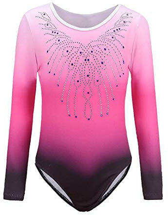Sinoem Gymnastikanzug Kinder Mädchen Langarm/Ärmellos Turnanzug Ballettröckchen Kleid Trikotanzug Tanz Kleid Gymnastik Training Dancewear Gymnastikbody Blau/Lila/Rosa