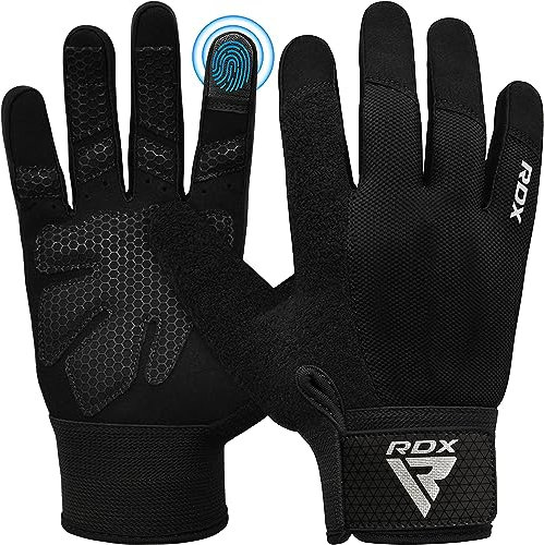 RDX Guantes Gimnasio Musculacion Entrenamiento Gym, Antideslizante Levantamiento de Pesas Musculación Palma Acolchada Gel Antideslizante Transpirable Pantalla Táctil Equipo de Fitness en Casa