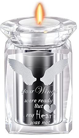 IFOLAINA Petite urne funéraire pour cendres humaines pour homme adulte - En cristal - Ailes d'ange