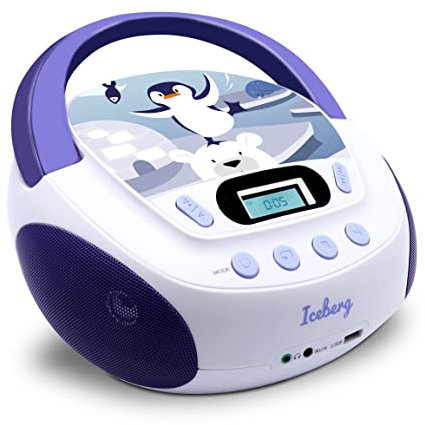 Metronic 477179 - Lector CD portátil Iceberg, Reproductor de CD portátil Compacto con Altavoz estéreo Mejorado, Entrada USB, Entrada AUX y Conector para Auriculares, Verde