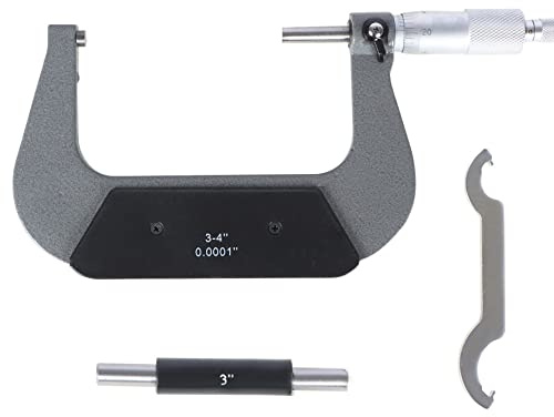 kimllier 3-4 Inch Accuracy Outside Diameter Micrometer Accuracy 0.0001 Inch Carbide with Ratchet Stop Thimble