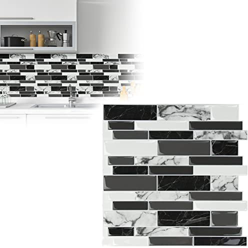VA-Cerulean 3D Fliesenaufkleber, 10 Stück 30,5 x 30,5 cm Selbstklebende Vinyl Fliesen, Peel und Stick Backsplash, Wasserdicht, Abziehbar Klebefliesen für Küche Bad Schrank, Typ A