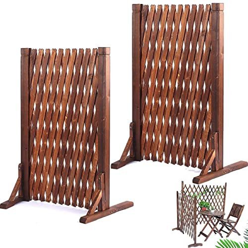 2PCS Staket Hassel - Stängselstolpar, Expanderbart Växtklättringsstaket, Utomhusskyddsstängsel, Dekorativt Trästaket, Enkel Installation, Karboniserad Färg (Size : 80 X 160CM)