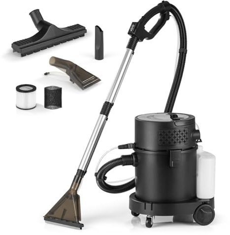 N8WERK Sprüh- und Waschsauger für hygienische Sauberkeit bis in die Fasertiefe | Inkl. Shampoo | Entfernt hartnäckige Flecken & trocknet schnell | Ideal für Teppiche, Hartböden & Polster [1200 Watt]