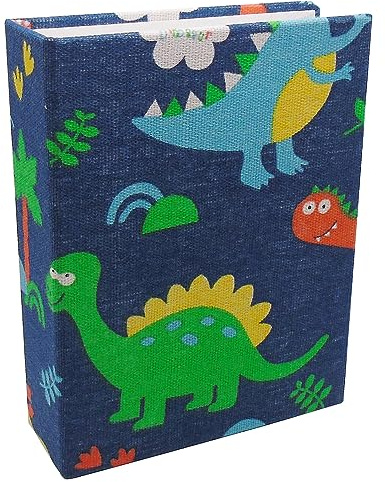 Dankeler Album fotografico per bambini, album fotografico da scaffale 10x15 cm con 100 tasche, libro fotografico con copertina in lino per la famiglia(Dinosauro)