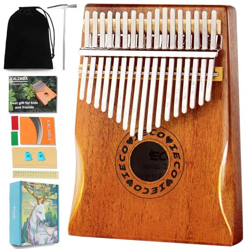 17 Schlüssel Kalimba Instrument Tragbares Daumenklavier für Kinder Erwachsene Mahagoni Marimba mit Songbook