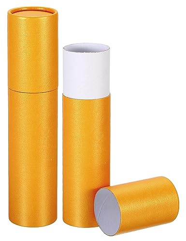 PATIKIL 2 Pouces x 9 Pouces Affiche Tube, 2 Paquet Photo Stockage Tube Calligraphie Peinture Tubes Poste Tubes pour Papier Art dossier, Jaune