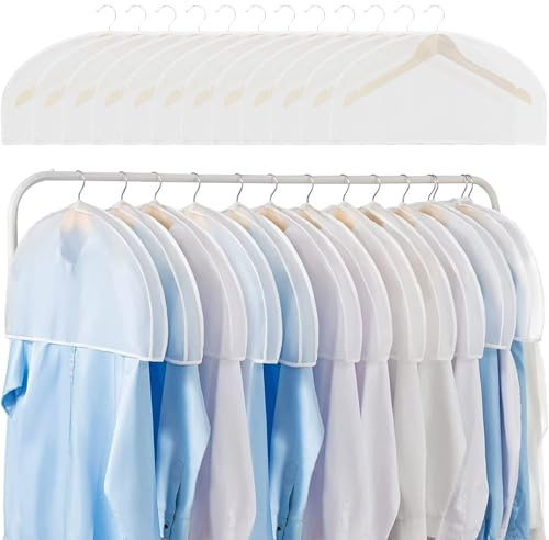 HOMURY 12 bolsas blancas: protector antipolvo transparente para ropa, trajes, abrigos, camisas, vestidos de noche