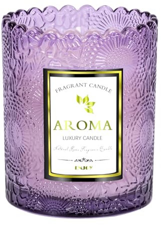 Toptime Duftkerzen im Glas, Lila Lavendel Duftkerze Geschenke für Frauen und Männer, Natürliche Sojawachs Kerzen 30 Stunden Brenndauer, Luxus und Eleganz Kerzen im Glas für Zimmer Deko - 150g