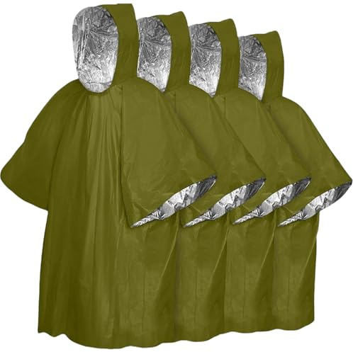 LEKEFETO Poncho survival di emergenza: poncho antipioggia leggero, unisex, impermeabile, bivacco, impermeabile, antivento, portatile, impermeabile, protezione dal freddo
