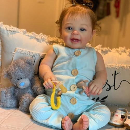 LKBOBIR 22 Zoll 55cm Reborn Baby Mädchen Weiches Silikonvinyl Reborn Puppen Lebensecht Jungen & Mädchen Spielzeug Geschenk Realistic Reborn Baby Dolls Geeignet für 3 Jahre und älter