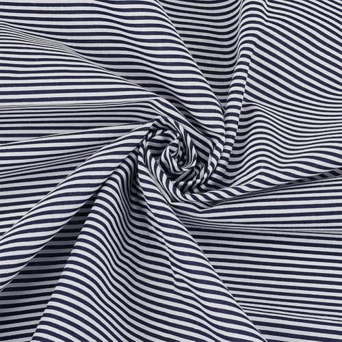 FINGERINSPIRE 1 m Gestreifter Baumwollstoff 1.6 m Breit Blau Weiß Nähen Streifenmuster Stoffstoff Baumwollstoff Mit Streifenmuster Puppenkleidung Bastelstoff Niederlande Gestreifter Stoff Meterware