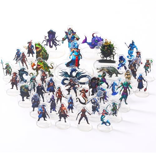 DND Miniatures Coastal Swamp & Underwater Dungeons and Dragons Starter Set Mini for D&D 5E Pathfinder Flat Acrylic Figures TTRPG Role Play Accessories Gift for DM-B