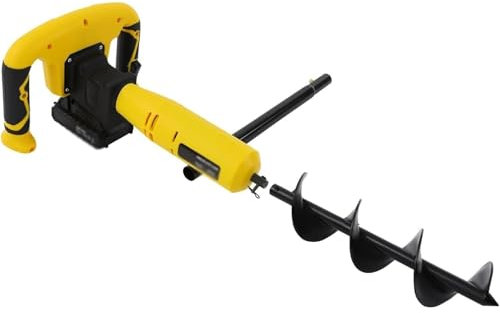 Mixtric Barrena Eléctrica para Excavar Postes, Herramienta De Jardinería Portátil Inalámbrica, con Función De Marcha Atrás Y Broca, para Plantar Y Cultivar En Tierra,Amarillo