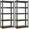ZENO 5-Tier Garage Shelving Units | Set of 2 Shelving Units | Heavy Duty Garage Shelving | Shelving Unit For Storage | Metal Storage Shelves | Easy To Assemble | 875KG Load Capacity (Black, Regular)