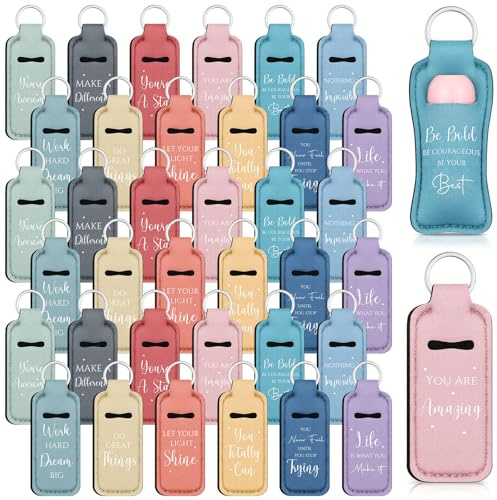 Swiffen 36 soportes para pintalabios a granel, llavero inspirador para brillo de labios, soporte portátil para mujeres, regalos de agradecimiento para empleados de graduación (inspirador)