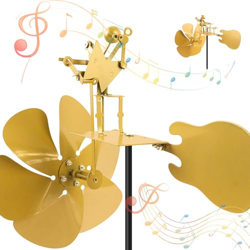 Mulino a vento in metallo fatto a mano, scultura cinetica alimentata dal vento, girandole per cortile, prato, giardino, patio, oro (mulino a vento in metallo fatto a mano)