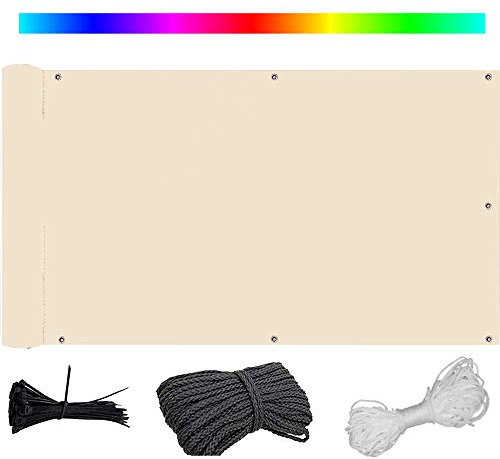 Protection UV et vent pour balcon et jardin, clôture, opaque, intimité, cordon de serrage et serre-câble, 150 x 900 cm, blanc