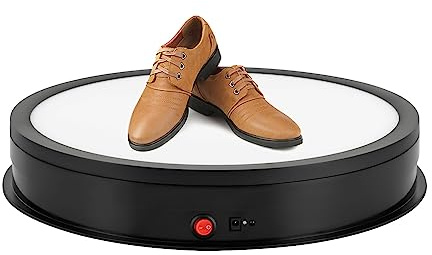 Piatto girevole elettrico Supporto per display girevole con luce a LED e telecomando, angolo regolabile piattaforma girevole automatica visualizzazione del prodotto per negozi, studi, biblioteche