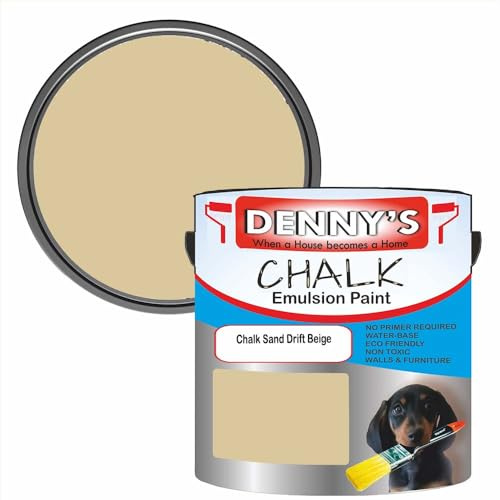 SCOOBYS PAINTS BACK IN THE MIX Chalk Emulsion Matt Paint, Water-Based, No Primer Required, For Walls and Furniture Beige, Brown Bronze, (Chalk Sand Drift Beige, 250Ml Tin)
