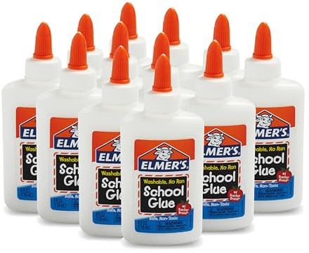 Elmer's Liquid School Glue, Slime & Craft, Safe and Non-Toxic, Washable, White, 4 Ounces Each, 12 Count - For Classroom, Home, Office, Teacher Supplies, #1 Teacher Brand