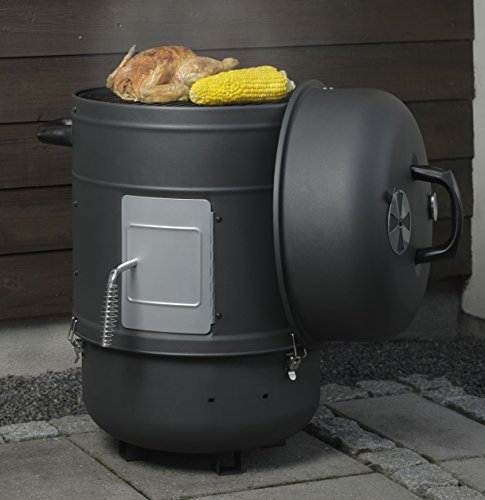 Orange County Smoker OCS 60360004 Räucherofen Räuchertonne Elektrisch Stilvoller, schwarzer 3-in-1 BBQ-Grill mit 1800 Watt Leistung im Fassdesign Ohne Flamme Ideal für Garten und Terrasse, Rustikal