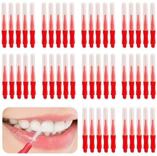 Interdentalbürsten, ZoneYan Zahnzwischenraum Bürste, Bürstchen Reinigung Zähne, zahnzwischenraumbürsten Rot, Dentalbürsten, für Reinigung Zahnzwischenräume（50 Stück）