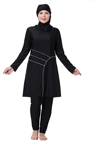 obaSeteck Traje de Baño Musulmán para Mujer Tallas Grandes Burkini Modest Islámico Cubierta Completa Hijab Top Pantalones Gordo