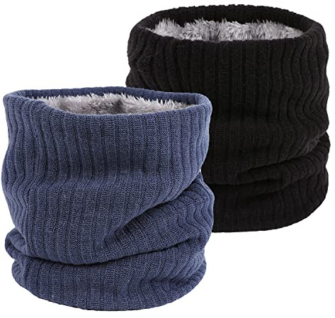 lifwimner Tour de Cou Echarpe Homme Gaiter Masque Cagoule Moto Cache-Cou Hiver Doublure Polaire Neck Warmer Snood 3 Pièces(NoirC)