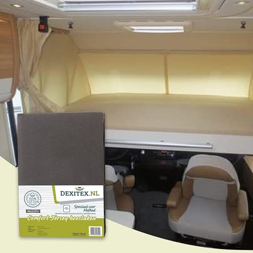 Dexitex - Sabana Bajera Cama Abatible - Cama Isla Autocaravana - para Colchon Camper - Accesorios Autocaravana -Oeko-Tex - 100% algodón - Antracita