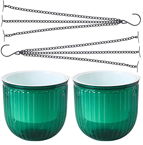 DOITOOL 2st Blumentopf Hängeampel Runder Blumenampel Hängende Blumentöpfe Hängepflanzer Für Draußen Selbstbewässernde Hängetöpfe Hängekörbe Für Pflanzen Harz Hängendes Becken Hydroponik
