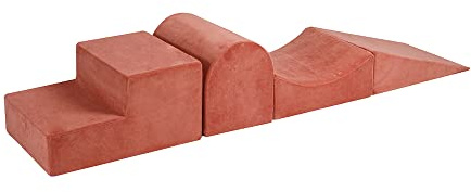 MEOWBABY Blocchi da Costruzione in Schiuma per Bambini - Baby 4 Elementi Morbidi Parco Giochi 195x45cm, Velutto, Marsala Rosso (KR133000)