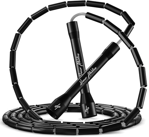 Honor Athletics 2.0 Corde à sauter à perles – Réglable avec poignées incassables & perles anti-casse pour un entraînement fitness amélioré, Black Wave