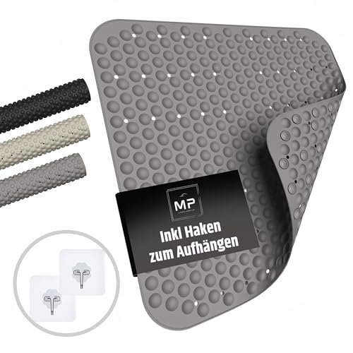 MP Living® Antirutschmatte Dusche – 53x53 cm Duschmatte aus TPE – 100 % BPA-frei, rutschfest & hygienisch – für Sensible Haut – inkl. 2 Haken – maschinenwaschbar & schimmelresistent