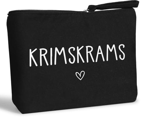 MEJOSER Krimskrams Kosmetiktasche Klein Schwarz Kulturtasche Schminktasche Kulturbeutel Kleine Make Up Tasche mit Spruch Organizer für Damen Mädchen Reise Geldbeutel
