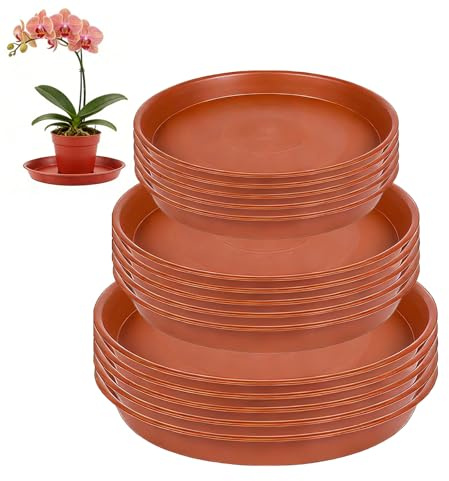 CHUIFAI 15 stycken blomkrukor underlägg plast, växtunderlägg plast, växtfat blomunderlägg rund, blomkruka tefat för inomhus- och utomhusväxter, 15,7 cm/17 cm/23,7 cm