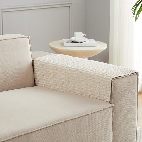 Meider Sofa Armrest Cover Couch Arm Cover Arm Covers for Chair, Anti-Slip Couch Arm Protectors Washable Sofa Arm rest Covers (Cream White, 46x56cm 2pcs)