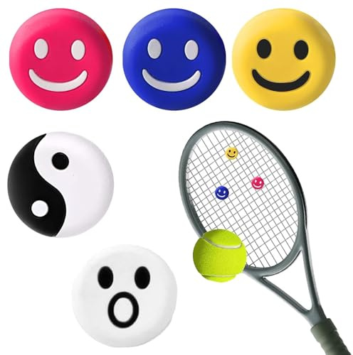 Tovbmup Pro-Grade Silicone Tennis Dampeners 5-Pack,Colorful Cartoon-Shaped Shock Absorbers,T Crafted from soft silicone, they offer durability,Compliant Racket Accessories for Adults/Juniors