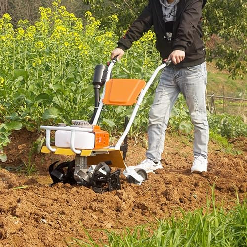 ERSINIAN Motocoltivatori da 2,2 kW, motocoltivatore a Benzina, motozappa con Motore a Benzina a 2 Tempi, scarificatore per Prato Senza Fili con 4 Lame, motocoltivatore da Giardino Ideale