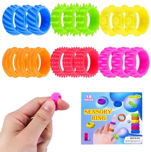 Lot de 18 anneaux anti-stress pour enfants et adultes, anti-stress, anti-stress, autisme, sensoriels pour autisme, jouets anti-stress et anxiété