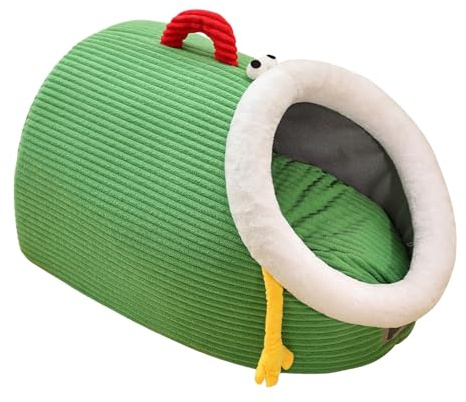 Doiyislem Cat Cave | Fermé pour Chat,Design Mignon avec Ouverture Maison Douce et Chaume avec Coussin Amovible Lavable | pour Petit Animal Chiot Chaton en Hiver Dodo Intérieur