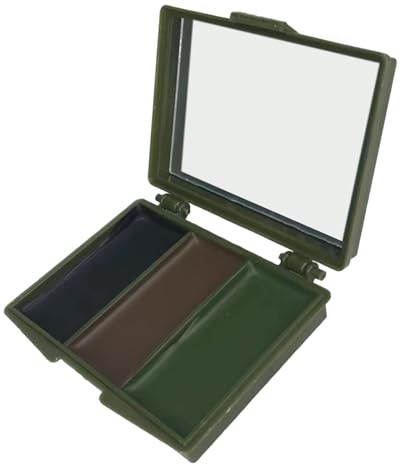 Kit De Pintura Facial De Camuflaje: Ocultación De Camuflaje Compacta, Maquillaje De Caza De 3 , Fórmula No Tóxica A Prueba De Sudor, Pintura Corporal Profesional Sigilosa, Espejo Compacto De Alta