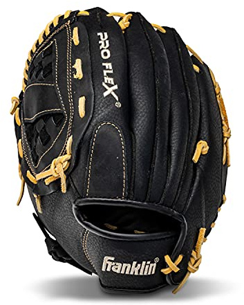 Franklin Sports Pro Flex Left Hand Throw Glove, 12 1/2-Inch, Black/Brown