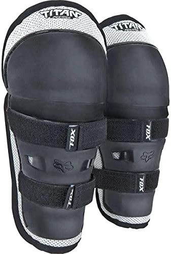 Fox Racing Youth Peewee Titan Motocross Dirt Bike Knee/Shin Pads, Black/Silver, One Size