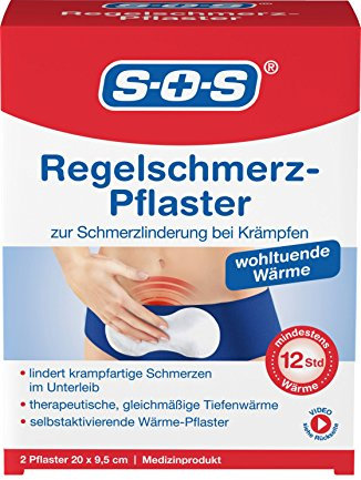 SOS Menstruations-Wärme-Pflaster Regelschmerz-Pflaster, Vegan, Vegetarian, elektrisch, 20 x 9.5 cm, 1 Stück