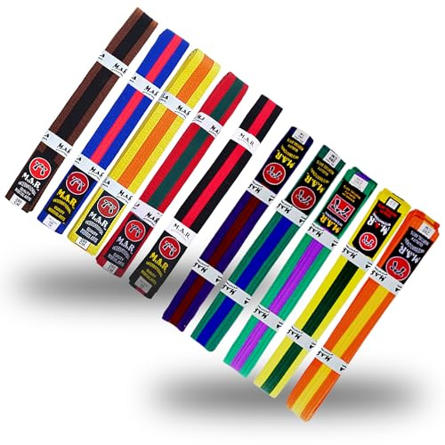 MAR | Green/Blue Martial Arts Belt, Striped Ranking Belt - 100% Cotton | Professional Equipment for All | Striped Grading Belts, Ideal for Karate, Judo, Taekwondo, Jiu jitsu (300cm)