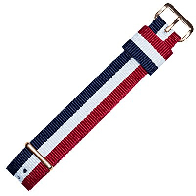 MARBURGER Uhrenarmband 18mm Textil Weiss Rot Blau - Werkzeug Montage Set 9511820000220