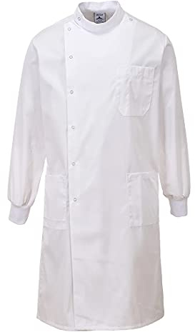 Portwest C865 Howie Texpel Finish Lab Coat with Pockets - Water Repellent Durable Lab Workwear Jacket, White, XS