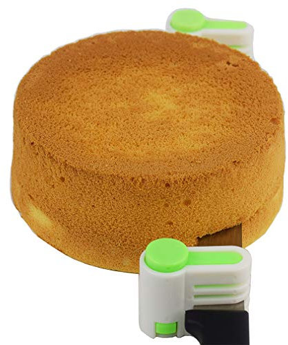 2PCS Affettatrice per torte fai da te, ausiliaria di stratificazione, fetta di pane, taglio toast, 5 strati livellatore, strumento di fissaggio della cucina (Verde)